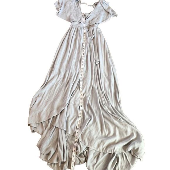 Free People Dresses & Skirts - Free People Fiona Long Gray Floral Embroidered Wrap Maxi Dress SIZE S